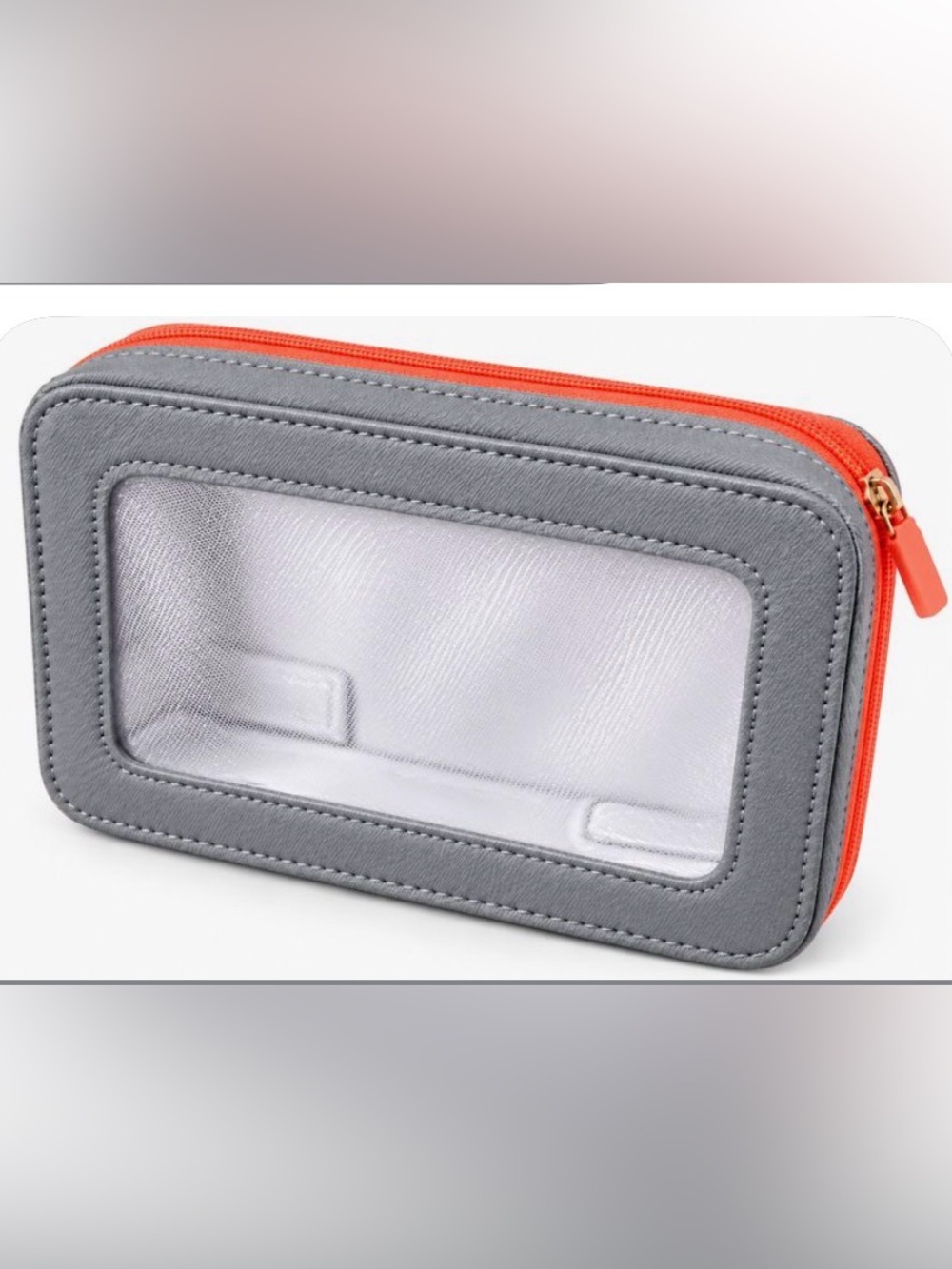 Flyte.70 Makeup Bag Case — Gray & Neon Coral